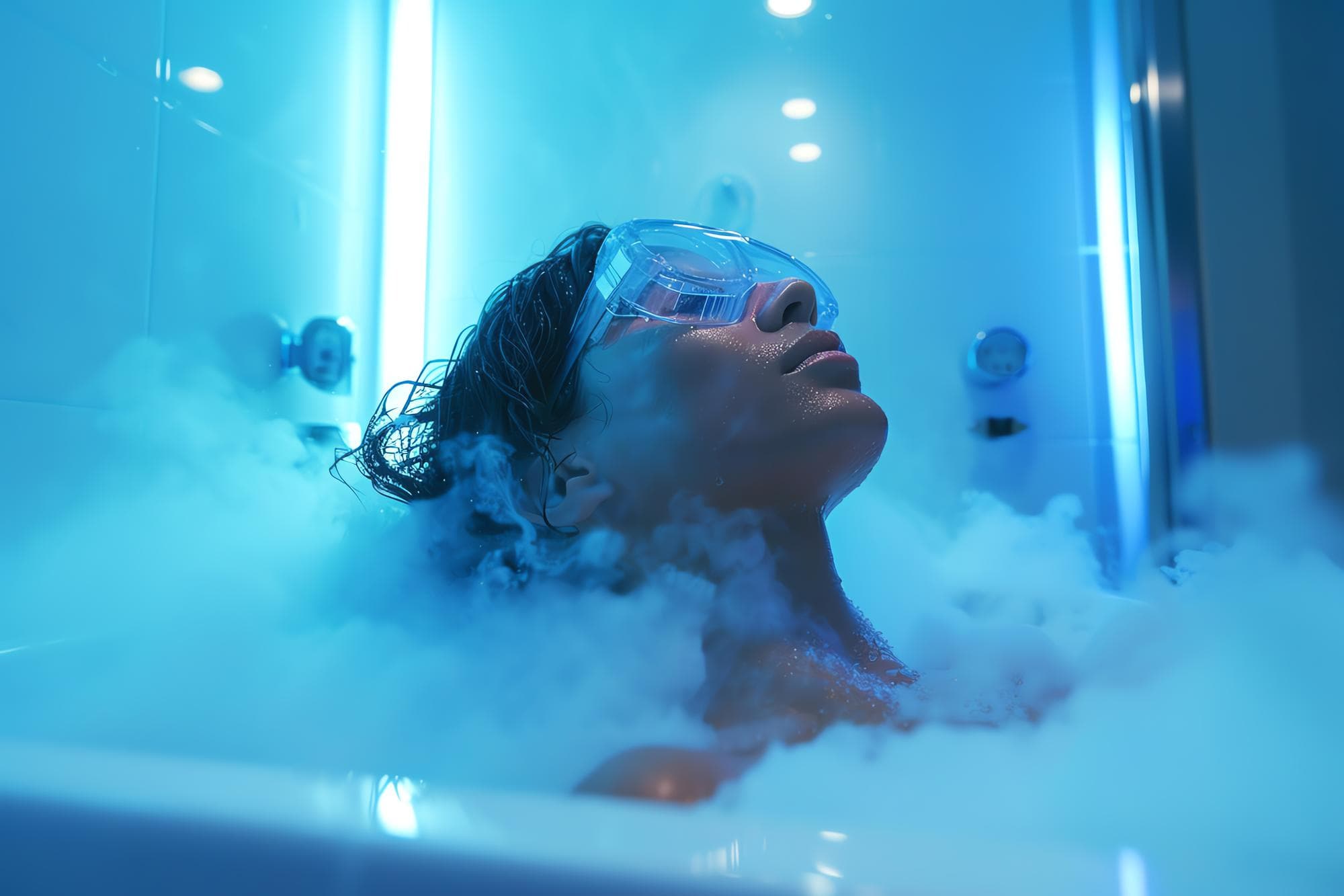 Cryotherapy chamber filled with cool vapor